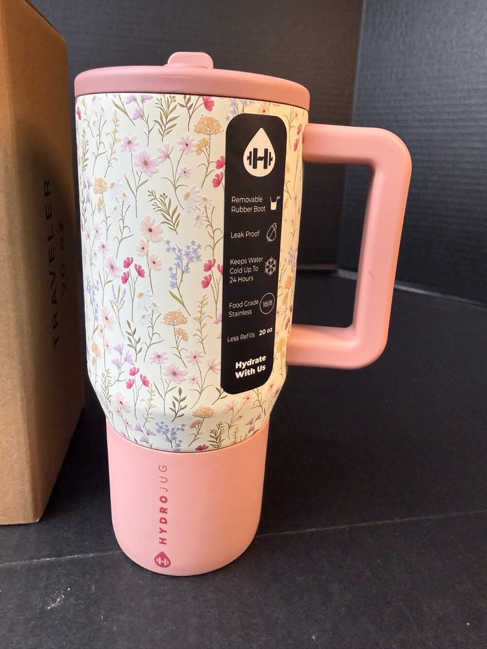 HydroJug Wildflower 20 oz Traveler Tumbler Floral Flowers NEW IN BOX